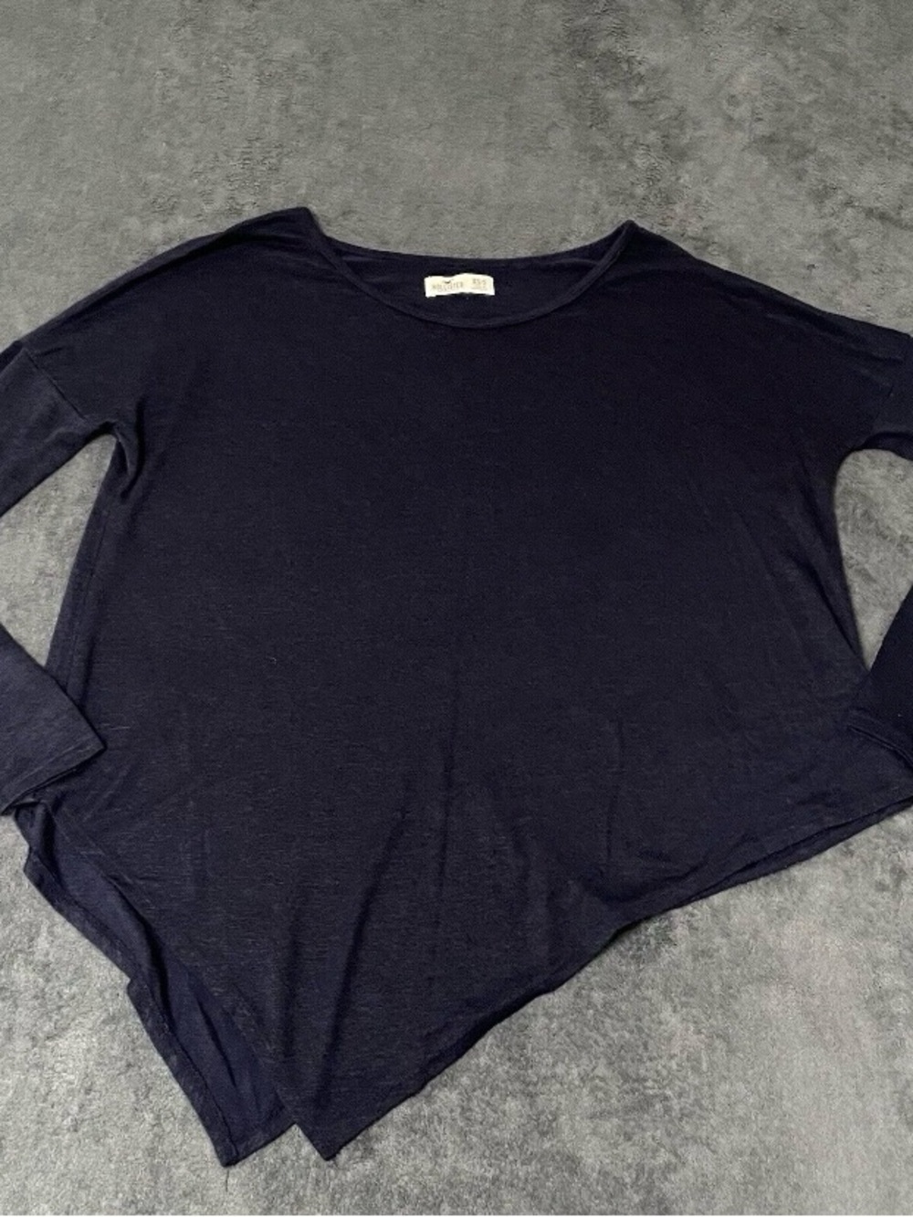 Hollister Shirt Womens S Blue Oversize Asymmetrical Hem Long Sleeve Knit Top